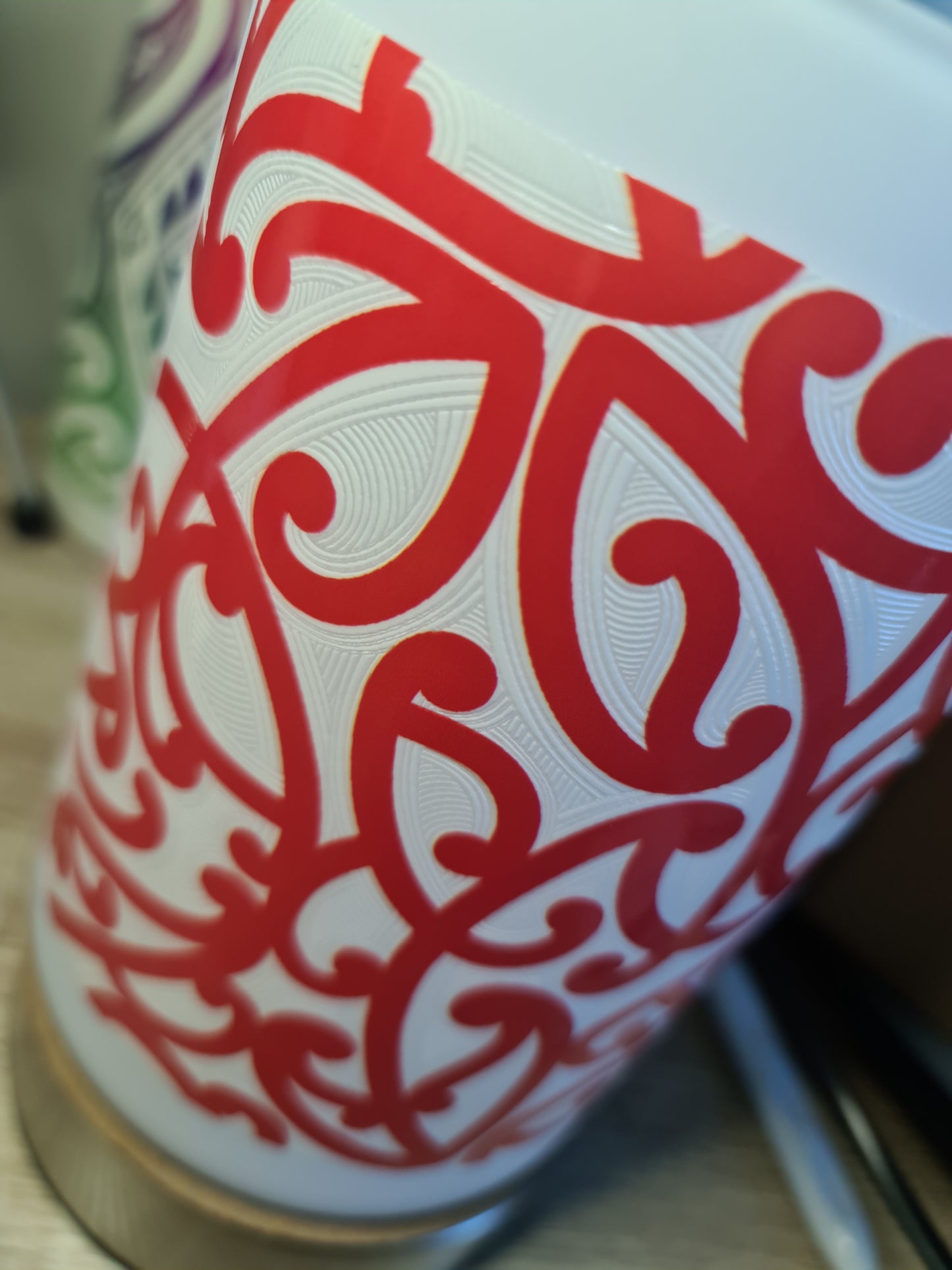 Maori design touch lamp - Red Koru