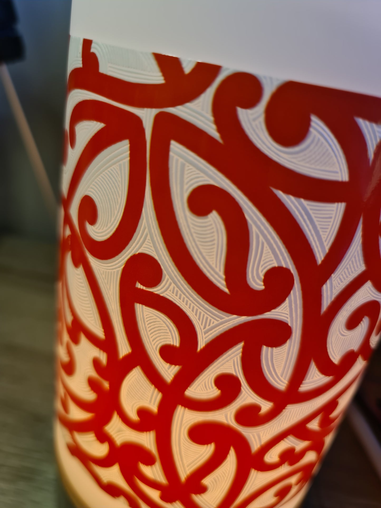 Maori design touch lamp - Red Koru