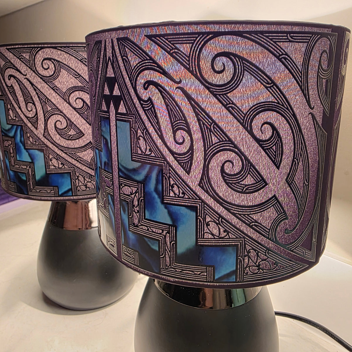 Maori design Black touch lamp - set 2 lamps
