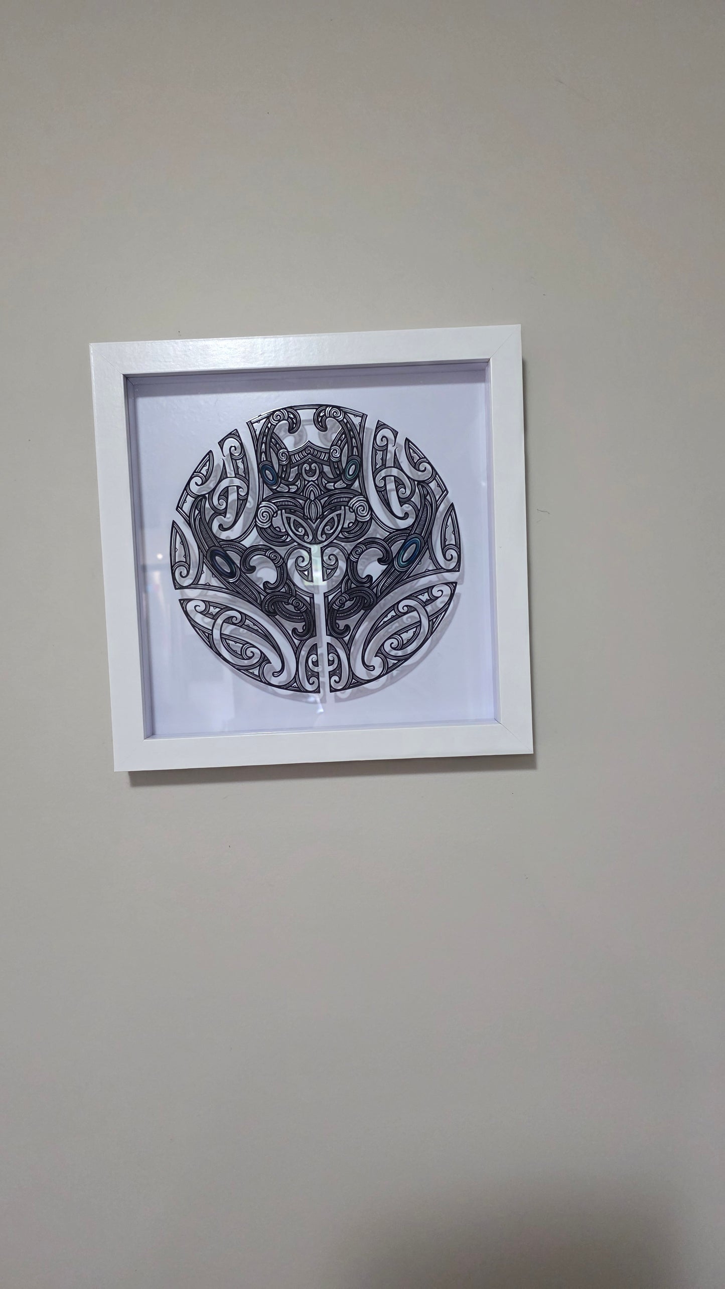 Maori inspired Wall art  - white frame