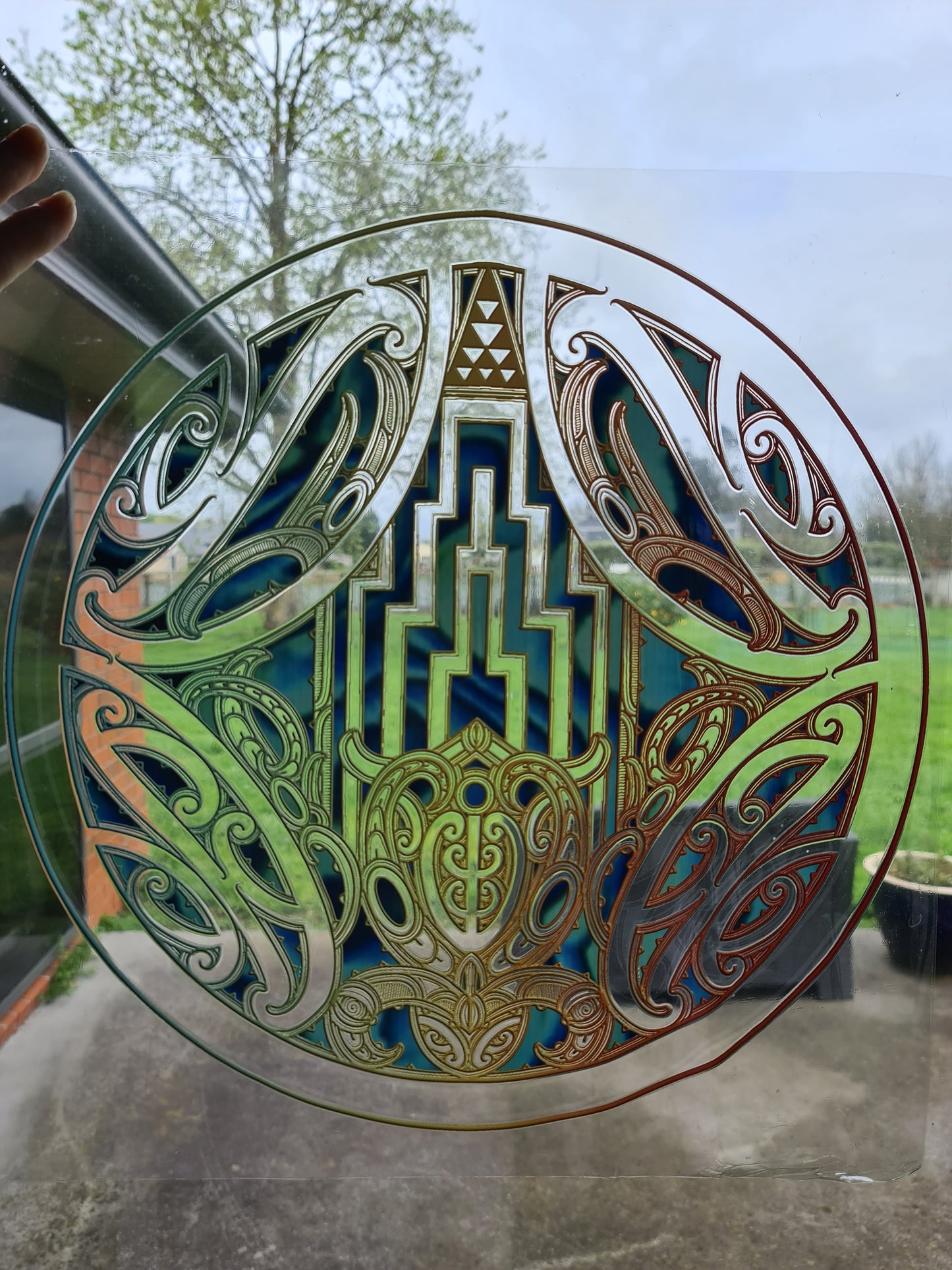 XXL UV DTF DECAL MAORI DESIGN 38CM round Window decal