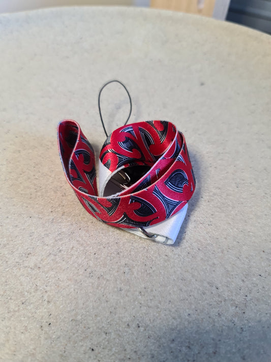 Custom Maori design lanyard short red and black koru