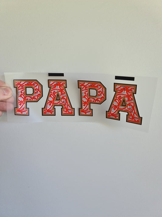 Sublimation custom Maori design Iron on 21cm Papa