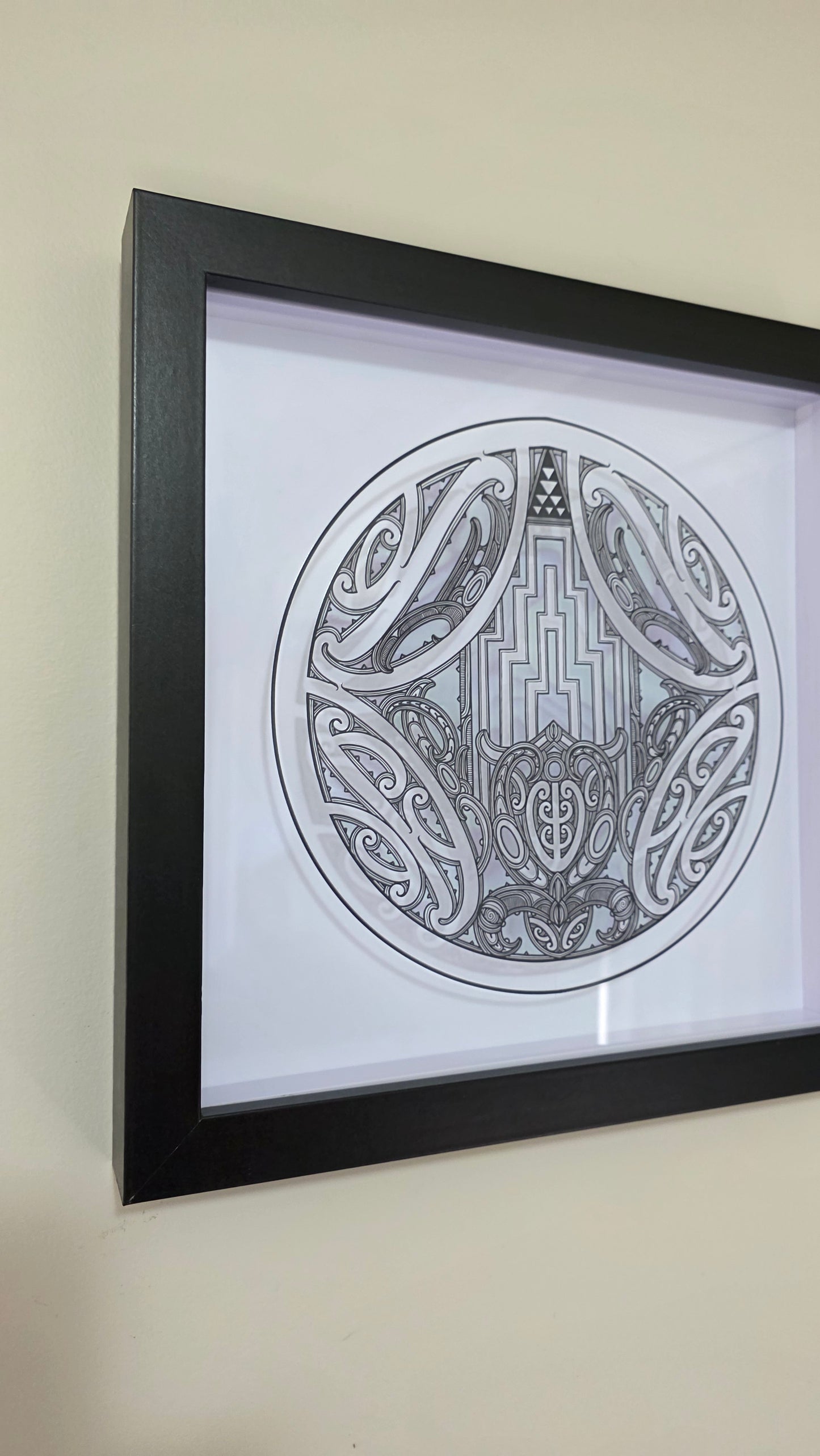 Maori inspired Wall art  - black frame