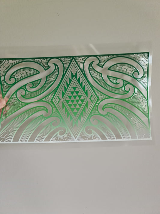 XL UV DTF DECAL MAORI DESIGN 28CMX19CM Green #02