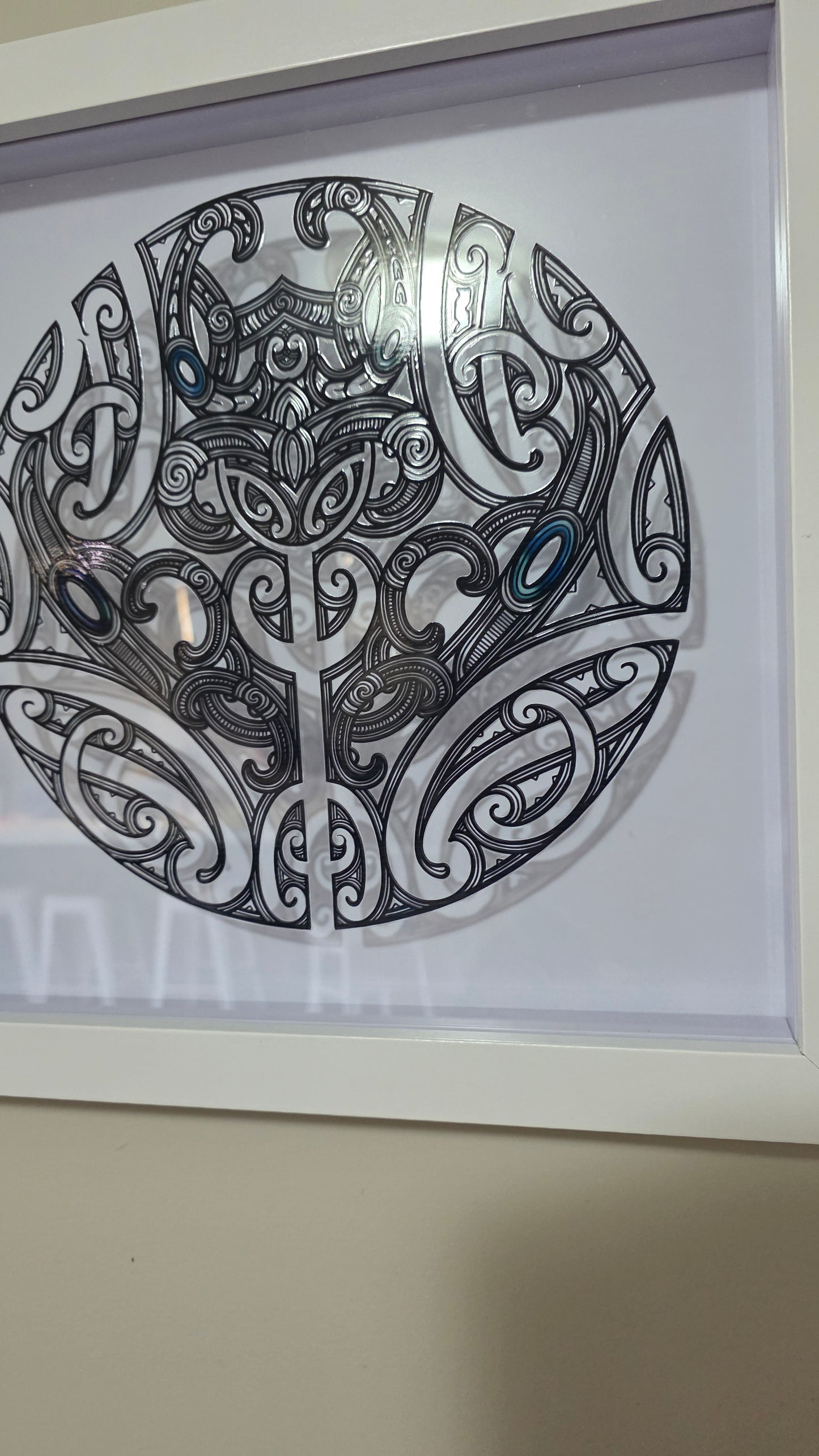Maori inspired Wall art  - white frame