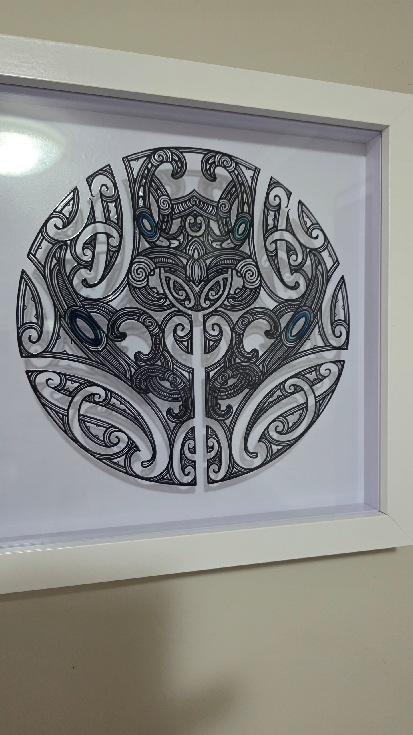 Maori inspired Wall art  - white frame
