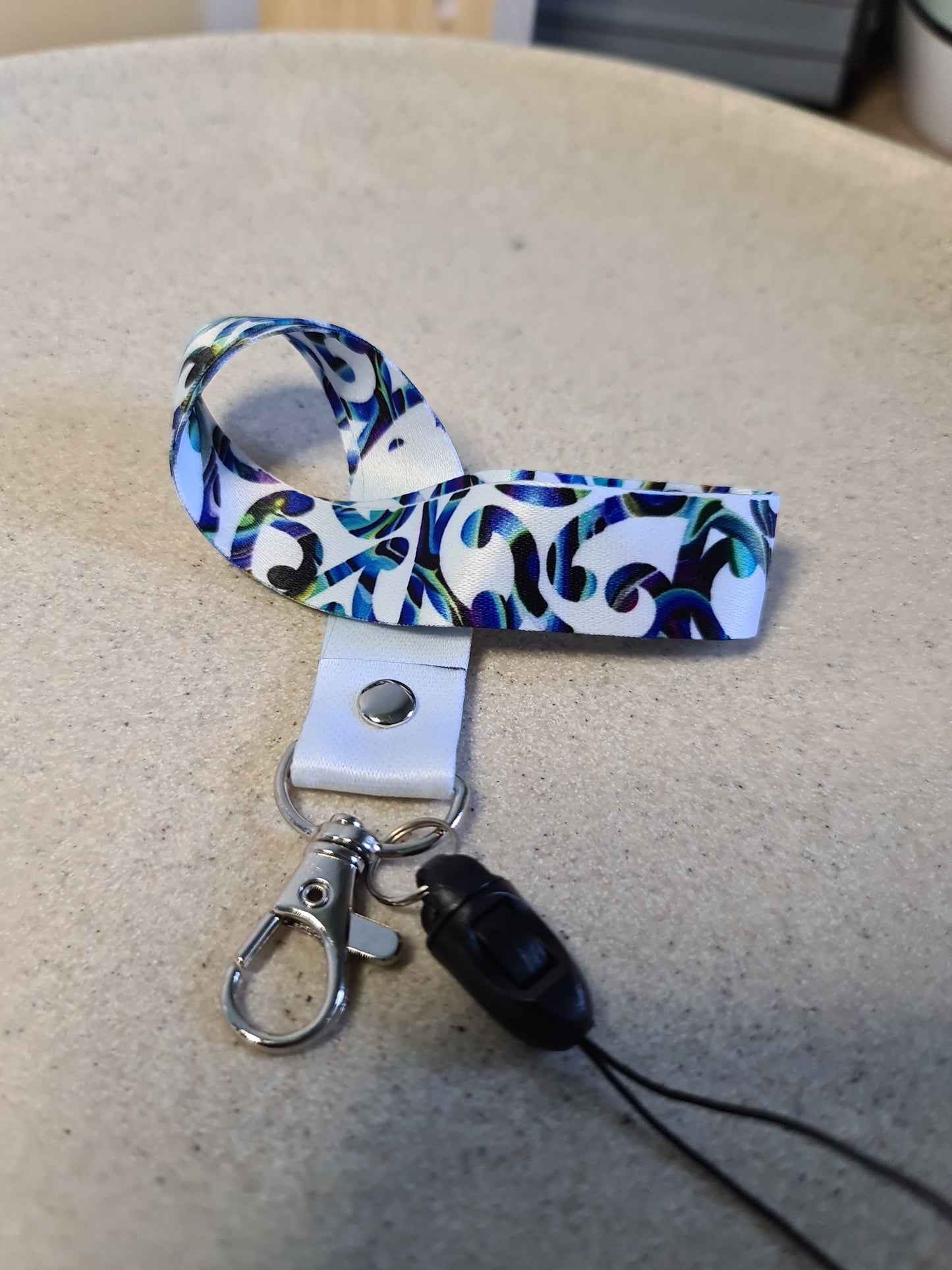 Custom Maori design lanyard short Paua koru
