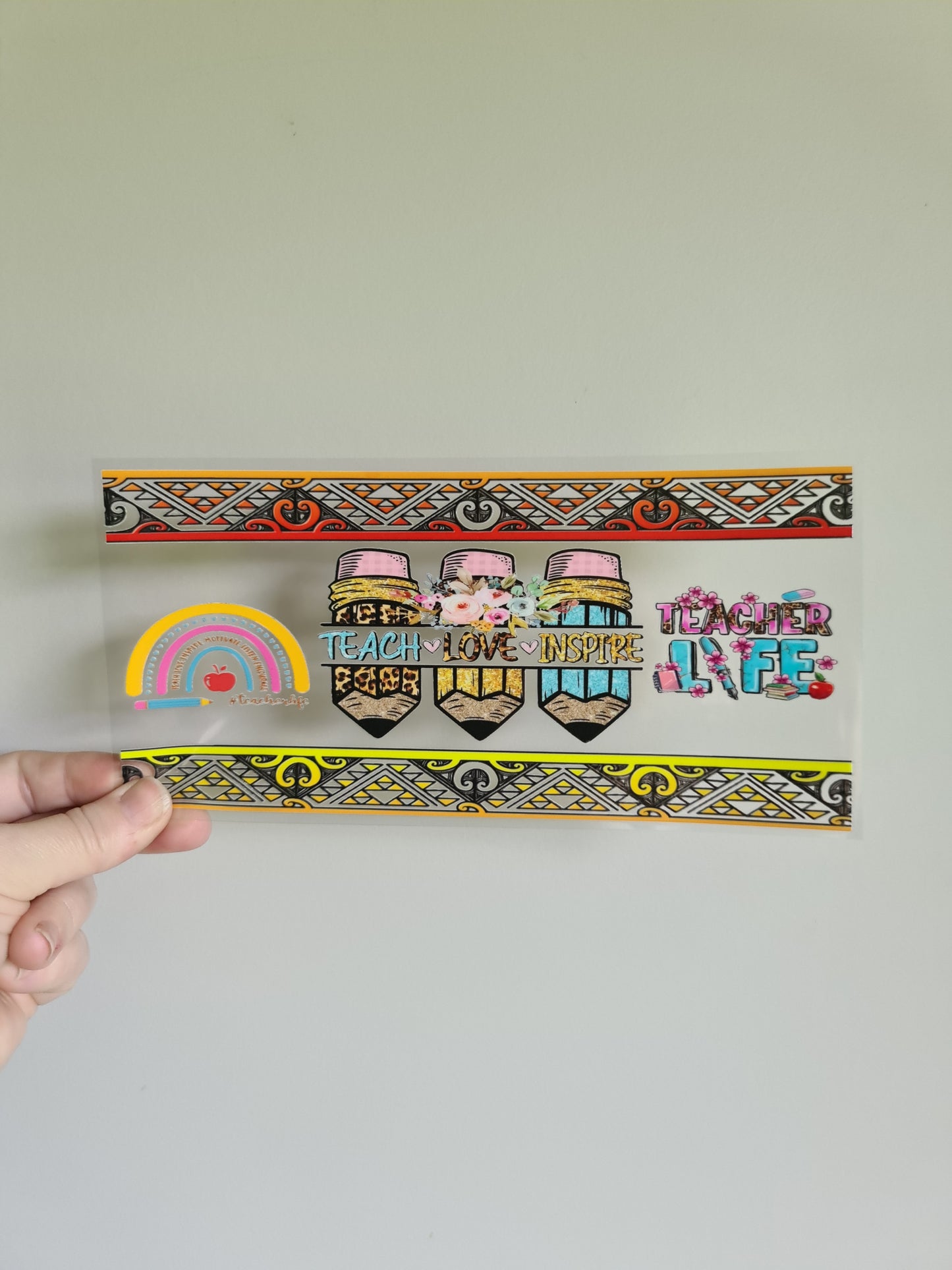 TEACHER AND KAIAKO dtf transfer Maori design 23cmx11cm 16oz wrap #1440