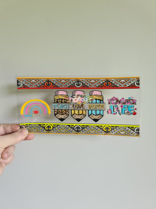 TEACHER AND KAIAKO dtf transfer Maori design 23cmx11cm 16oz wrap #1440