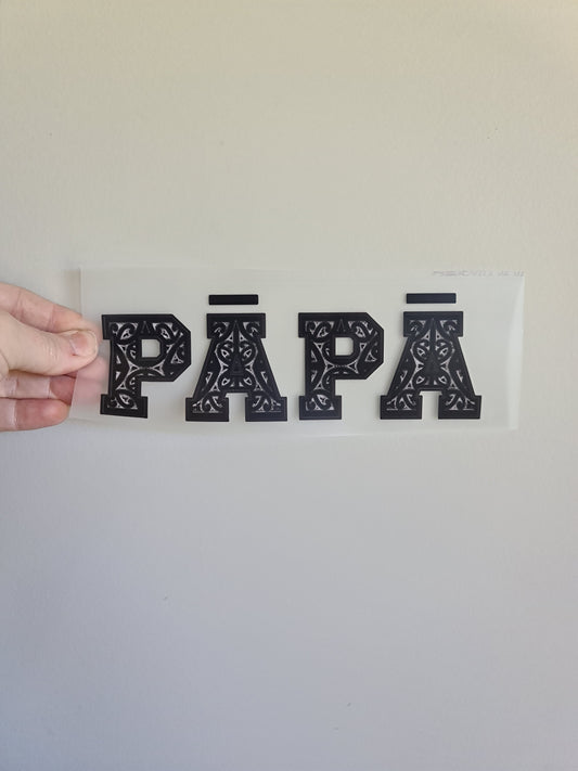 Sublimation custom Maori design Iron on 21cm Papa 02