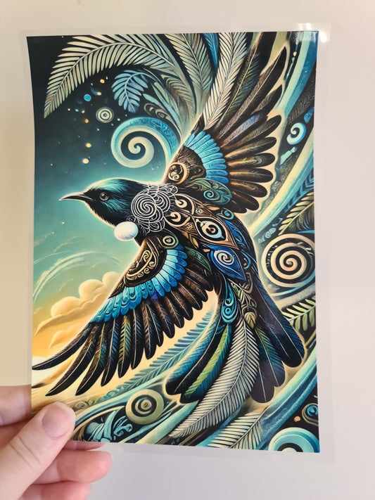 UV dtf Maori design A5 size 21cmx 14.8cm #395 bird