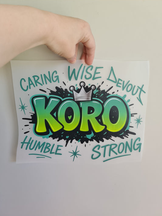 Sublimation custom Maori design Iron on 30cm Koro green