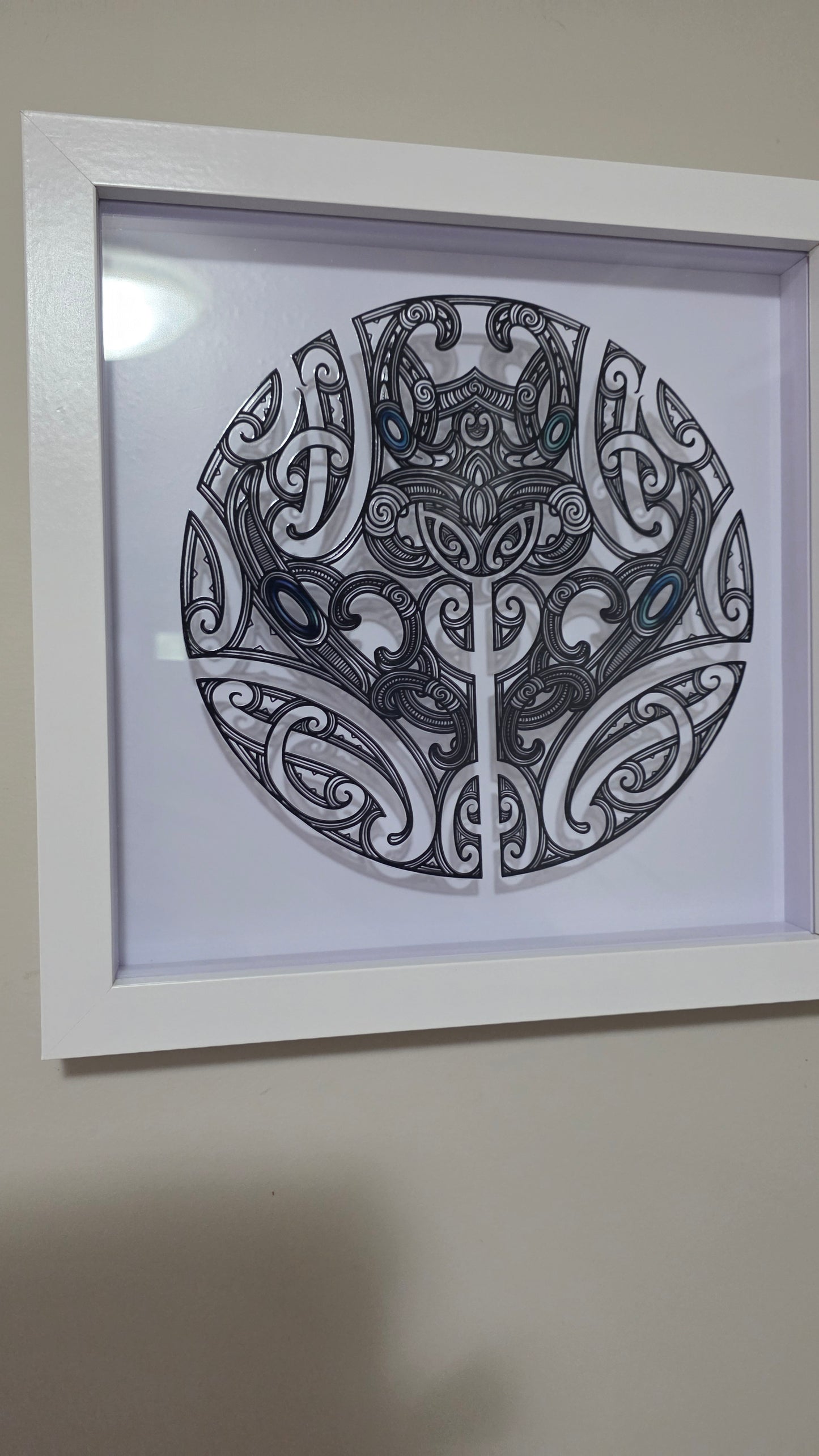 Maori inspired Wall art  - white frame