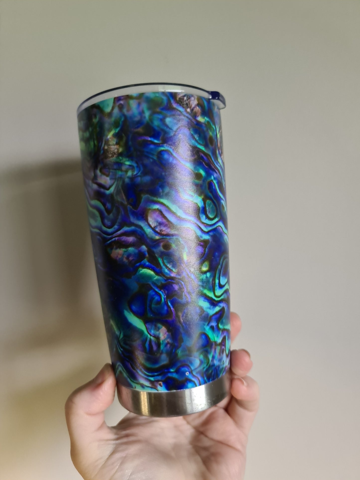 20oz custom Maori design travel cup paua