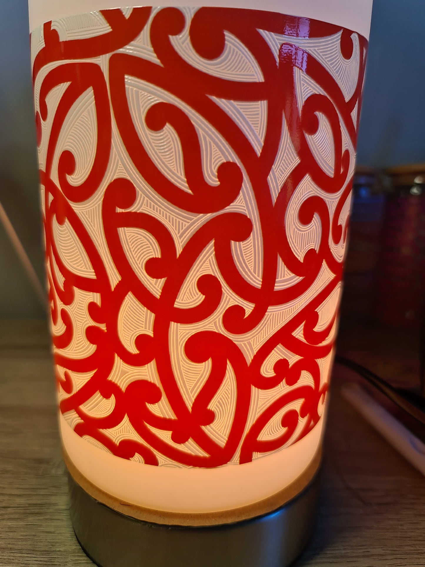 Maori design touch lamp - Red Koru