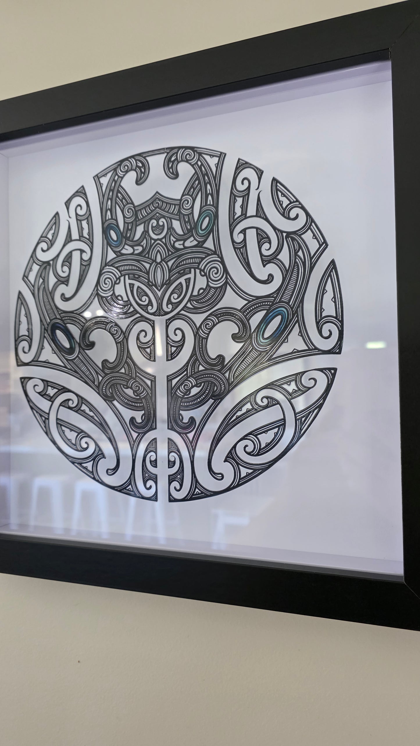 Maori inspired Wall art  - black frame