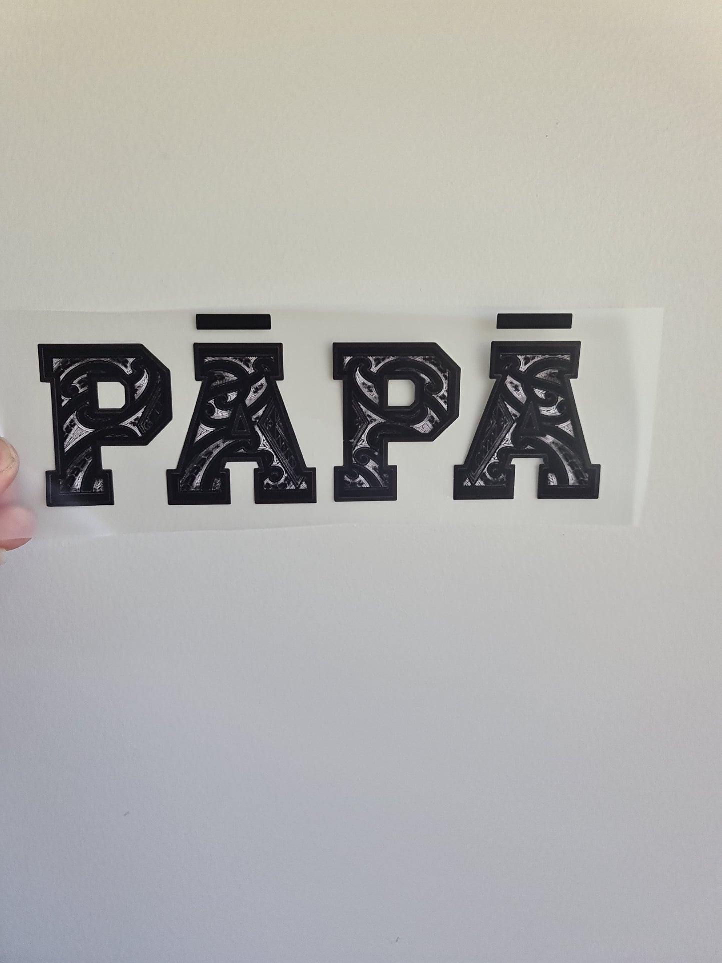 Sublimation custom Maori design Iron on 21cm Papa 01