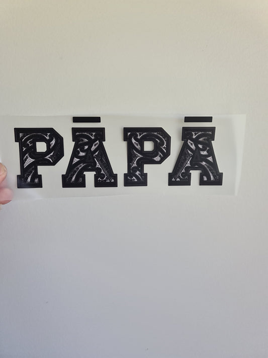 Sublimation custom Maori design Iron on 21cm Papa 01