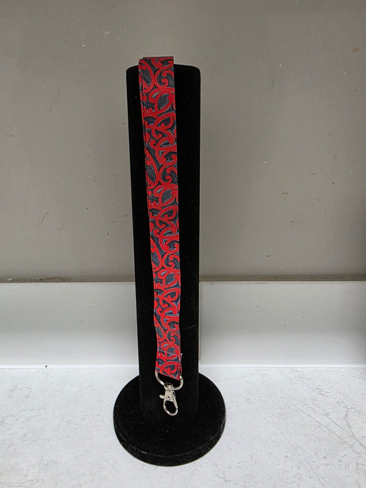 Maori design lanyard - red and black