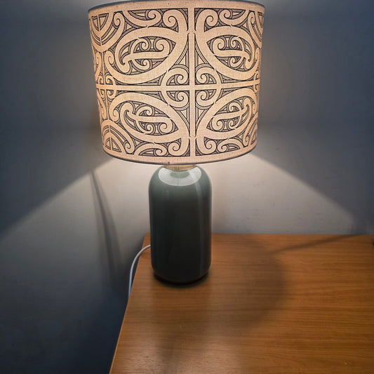 Maori Design table lamp - Black with green base   (single