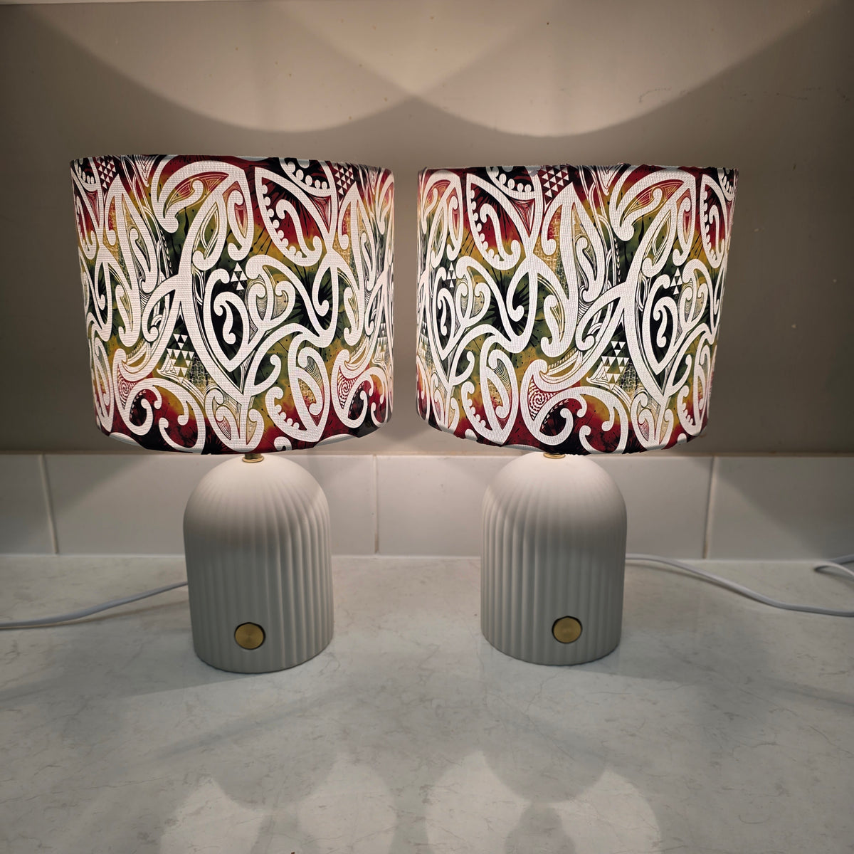 Maori design touch lamp - set 2 lamps rasta colour's