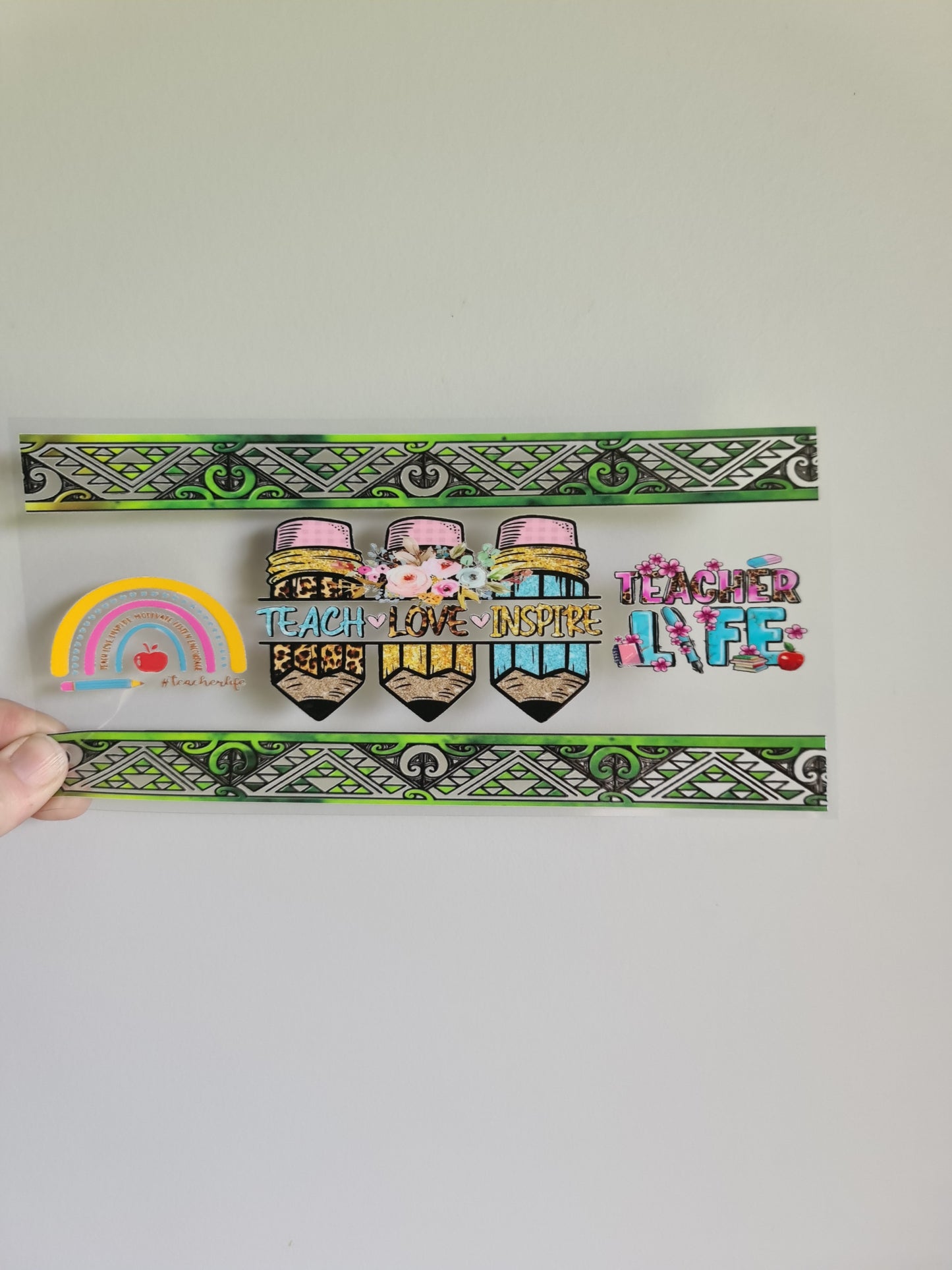 TEACHER AND KAIAKO dtf transfer Maori design 23cmx11cm 16oz wrap #1446