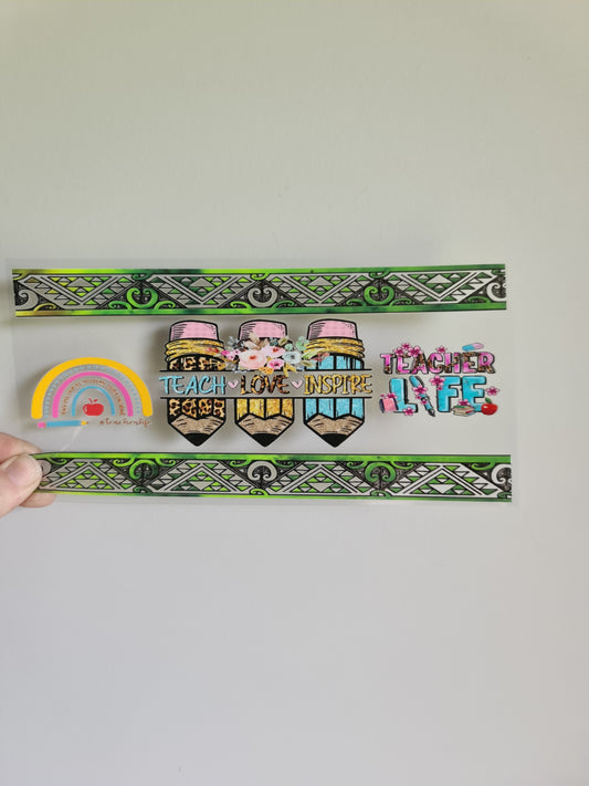 TEACHER AND KAIAKO dtf transfer Maori design 23cmx11cm 16oz wrap #1446