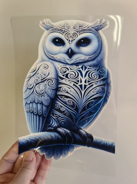 UV dtf Maori design A5 size 21cmx 14.8cm #391 owl bird