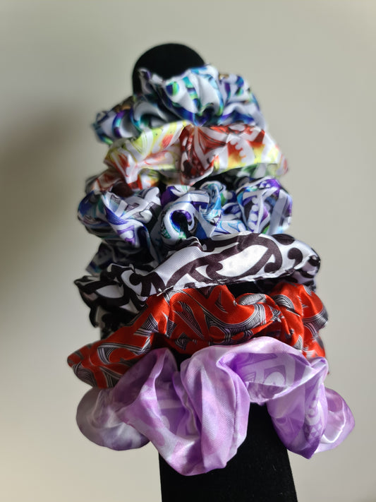 Maori design scrunchie - Paua Koru 6 x pack (1 of each design)