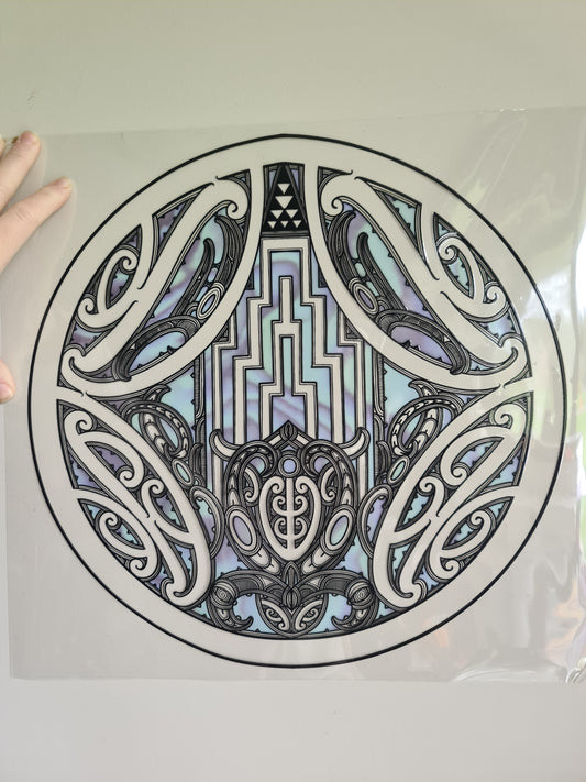 XXL UV DTF DECAL MAORI DESIGN 38CM round Window decal