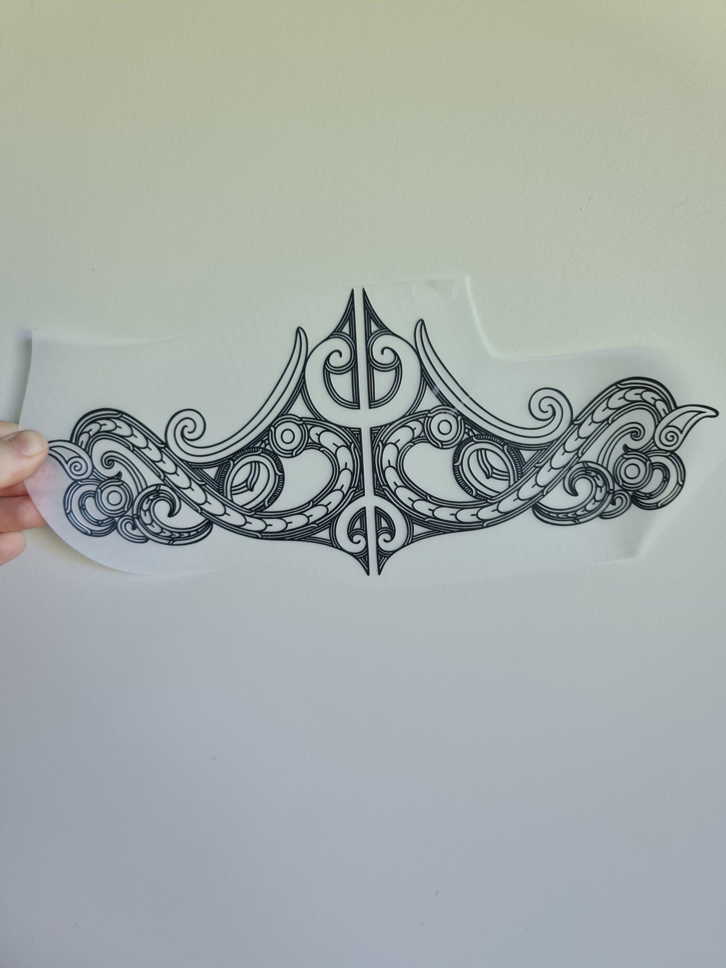 Sublimation custom Maori design Iron on 30cm black