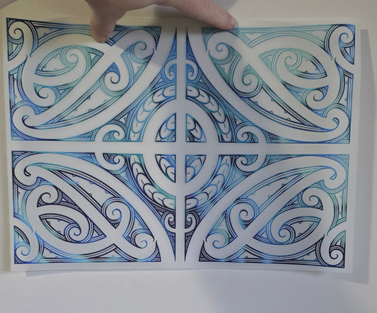 Maori design Iron on DTF 30cm for clothing