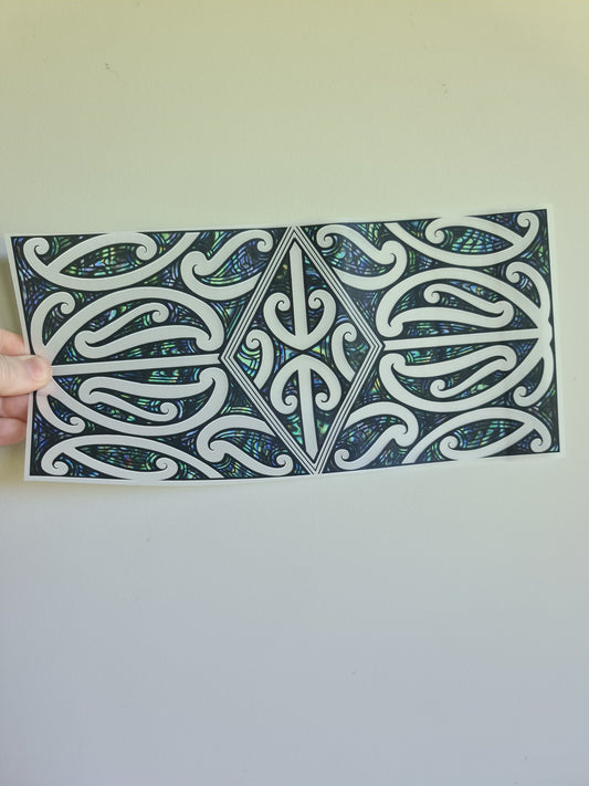 Sublimation custom Maori design Iron on 30cm paua black outline