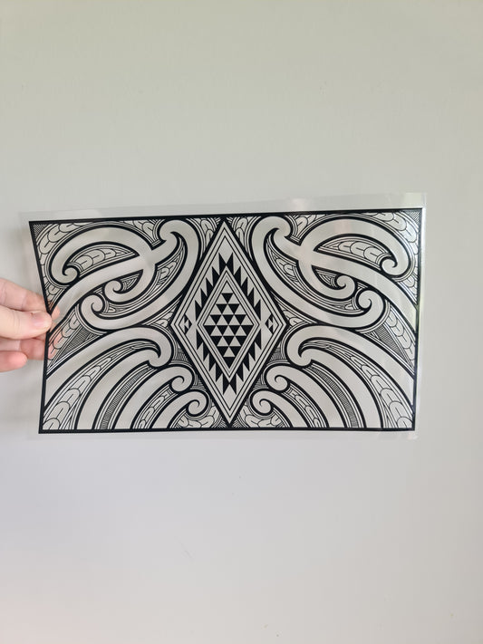 XL UV DTF DECAL MAORI DESIGN 28CMX17CM black #12