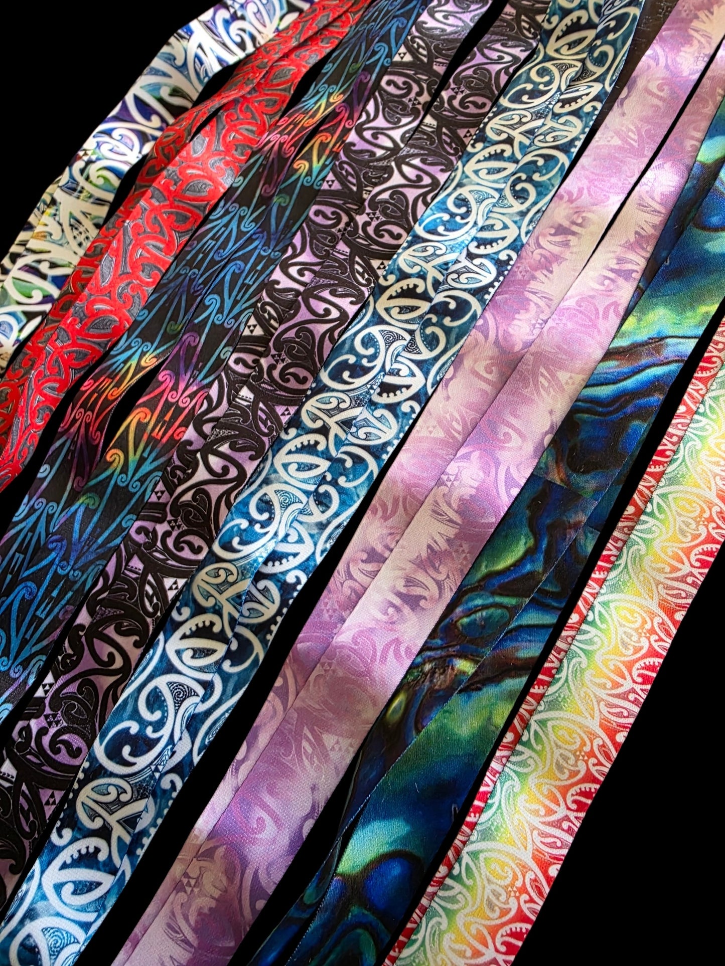 Maori design lanyard - purple and black