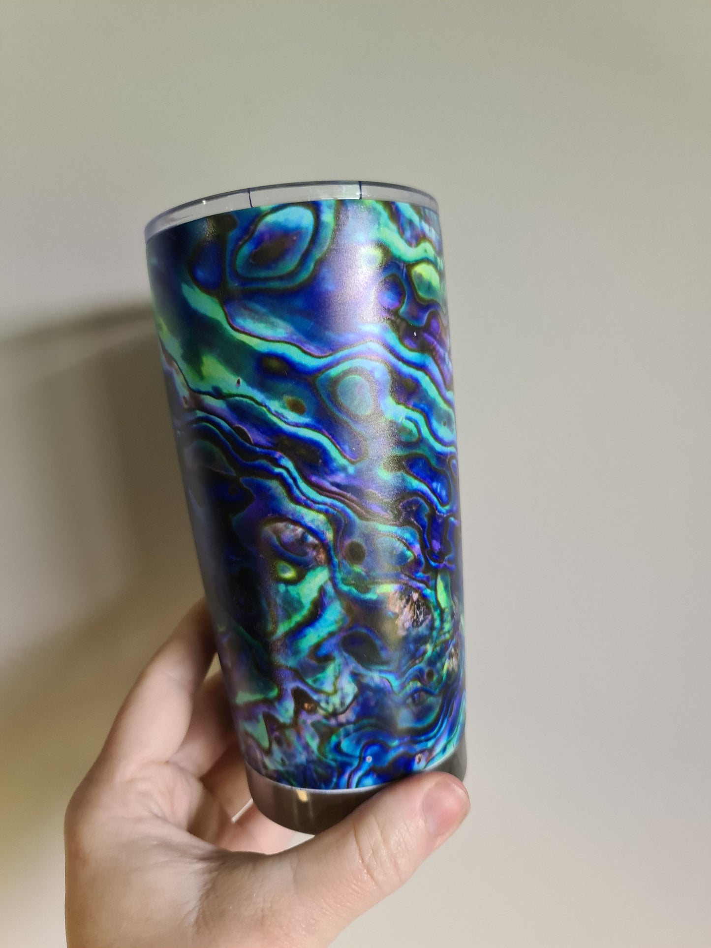 20oz custom Maori design travel cup paua