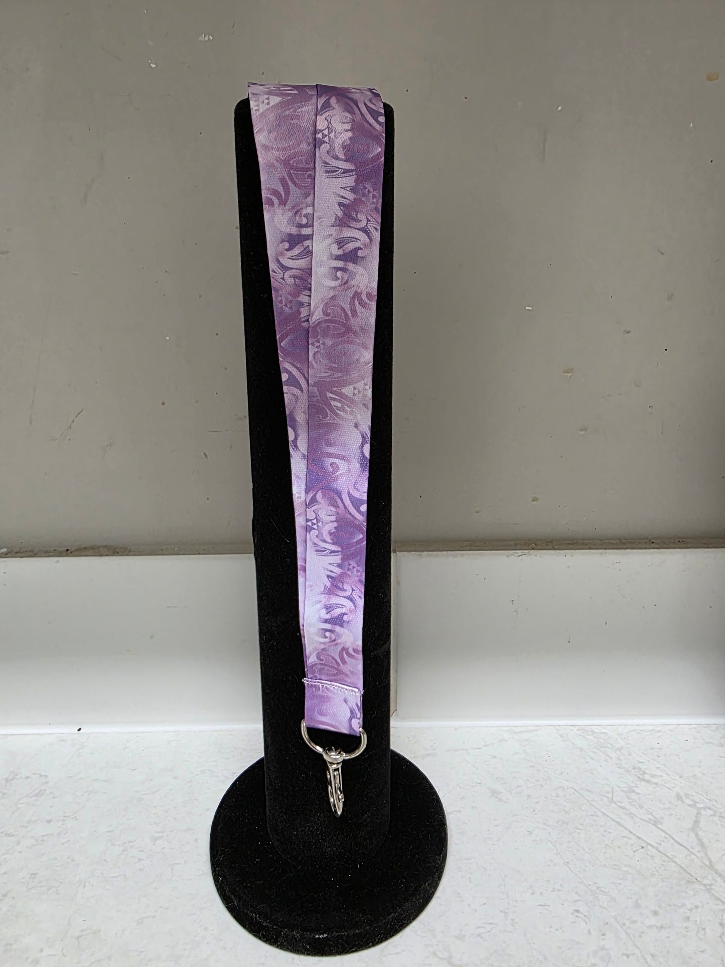 Maori design lanyard - purple and white