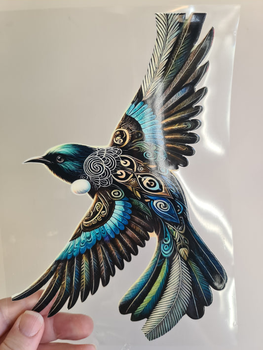 UV dtf Maori design A5 size 21cmx 14.8cm #394 tui bird